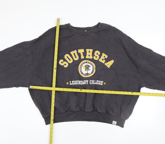 Womens UK Size L Pull & Bear Black Pullover Sweatshirt