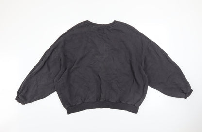 Womens UK Size L Pull & Bear Black Pullover Sweatshirt