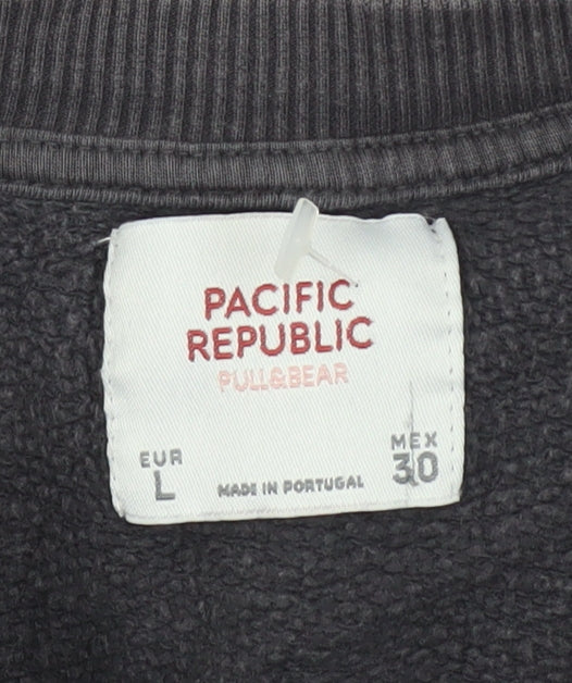 Womens UK Size L Pull & Bear Black Pullover Sweatshirt