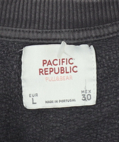 Womens UK Size L Pull & Bear Black Pullover Sweatshirt