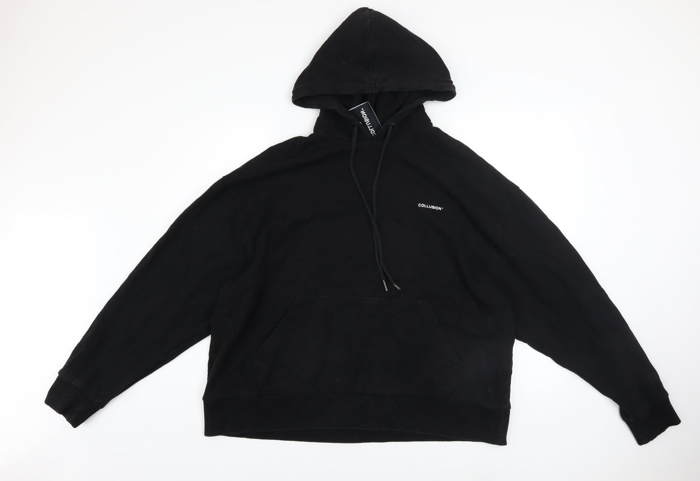 Mens UK Size M COLLUSION Black Pullover Hoodie