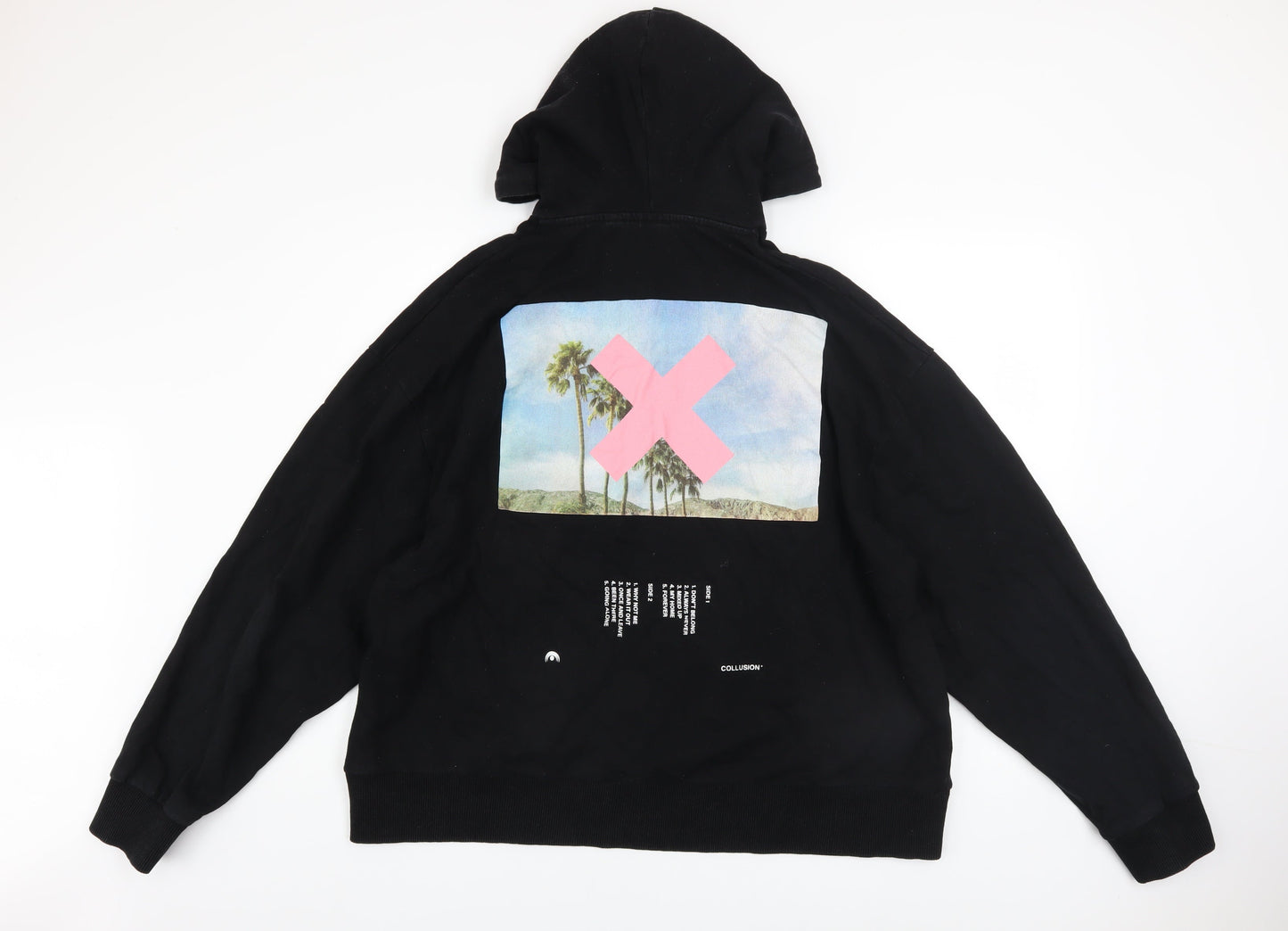 Mens UK Size M COLLUSION Black Pullover Hoodie
