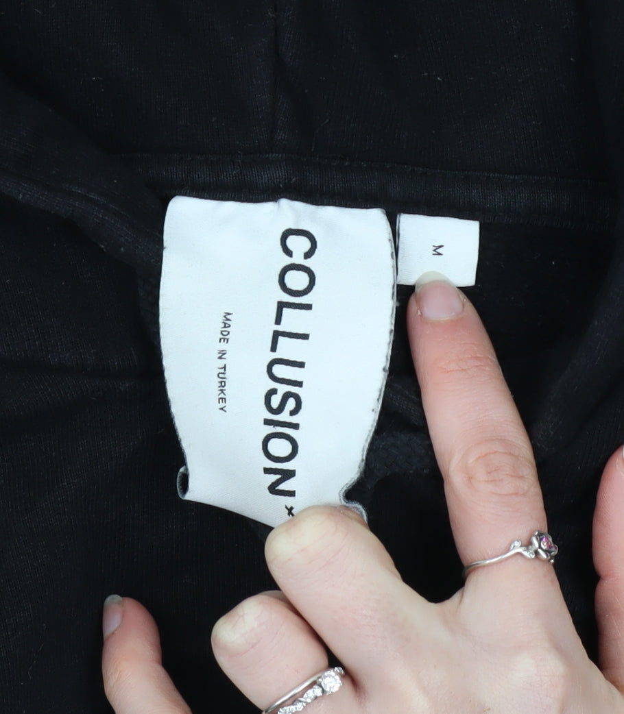 Mens UK Size M COLLUSION Black Pullover Hoodie