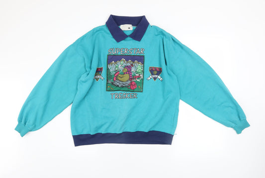 Womens UK Size M Superstar Trekker Blue Pullover Sweatshirt