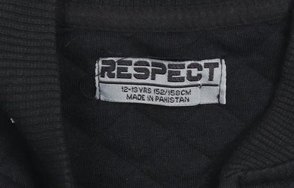 Boys UK Size 12-13 Years RESPECT Black Bomber Jacket