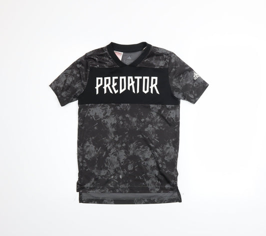 Adidas Boys Black Predator T-Shirt 9-10 Years Short Sleeve Sports Top