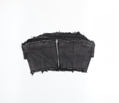 Missguided Womens Black Cropped Denim Bustier Top UK 10