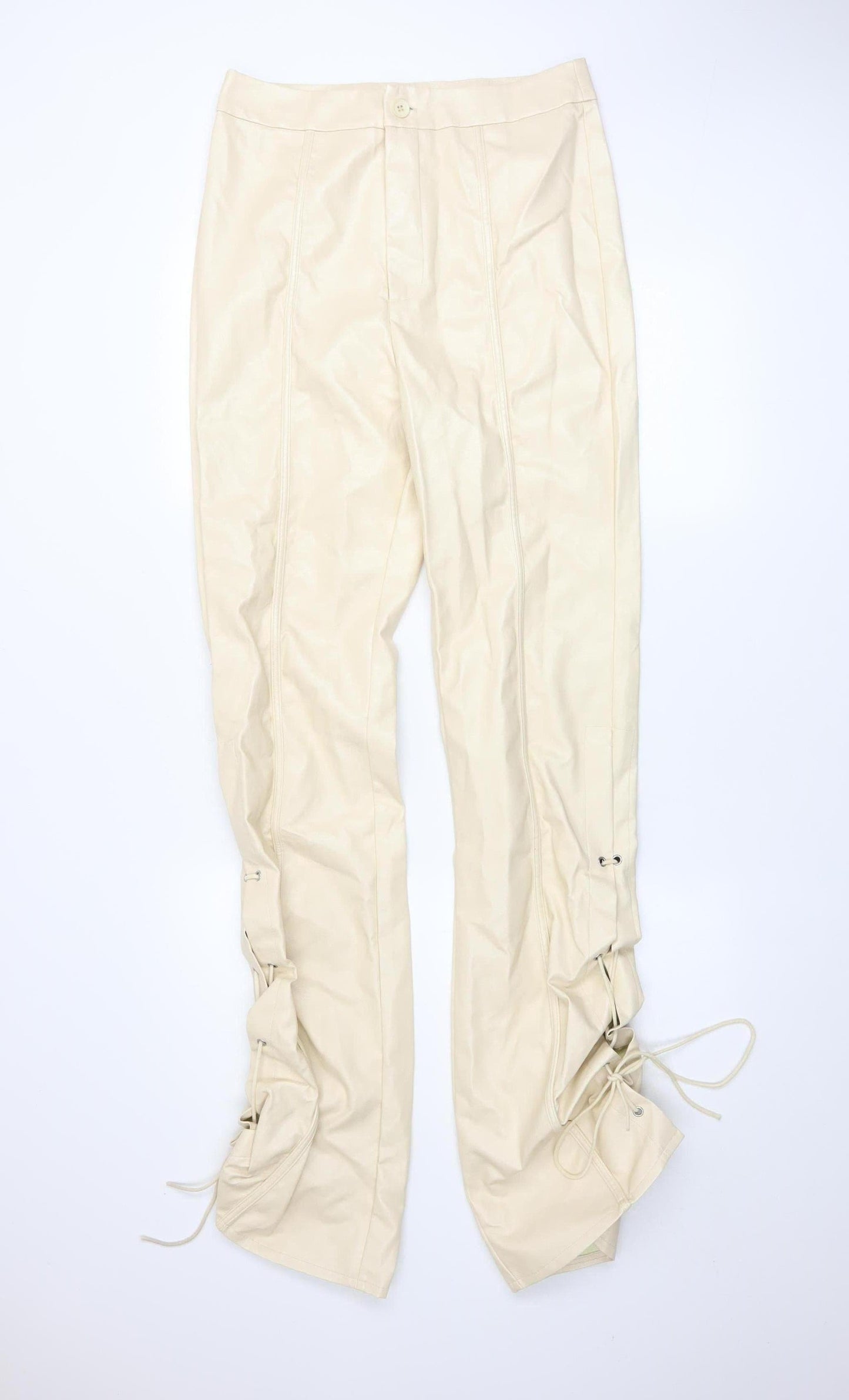 Womens UK Size 12 PRETTYLITTLETHING Slim Fit Casual Party/Cocktail Beige Trouser