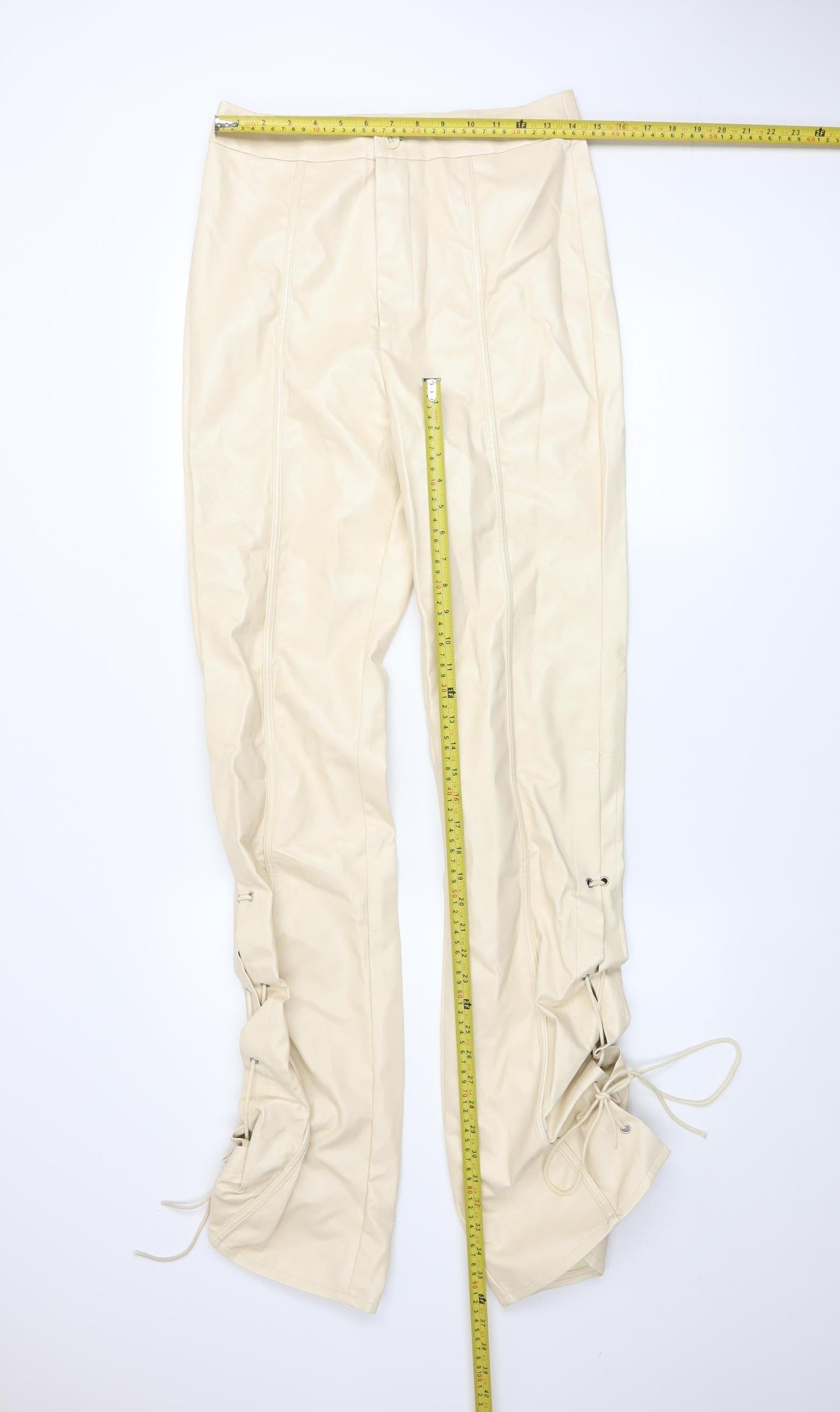 Womens UK Size 12 PRETTYLITTLETHING Slim Fit Casual Party/Cocktail Beige Trouser
