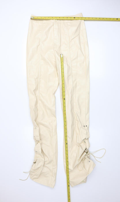 Womens UK Size 12 PRETTYLITTLETHING Slim Fit Casual Party/Cocktail Beige Trouser