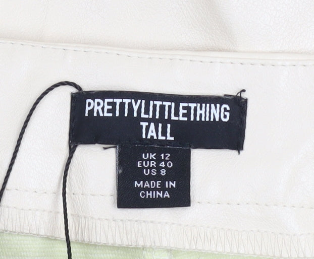 Womens UK Size 12 PRETTYLITTLETHING Slim Fit Casual Party/Cocktail Beige Trouser