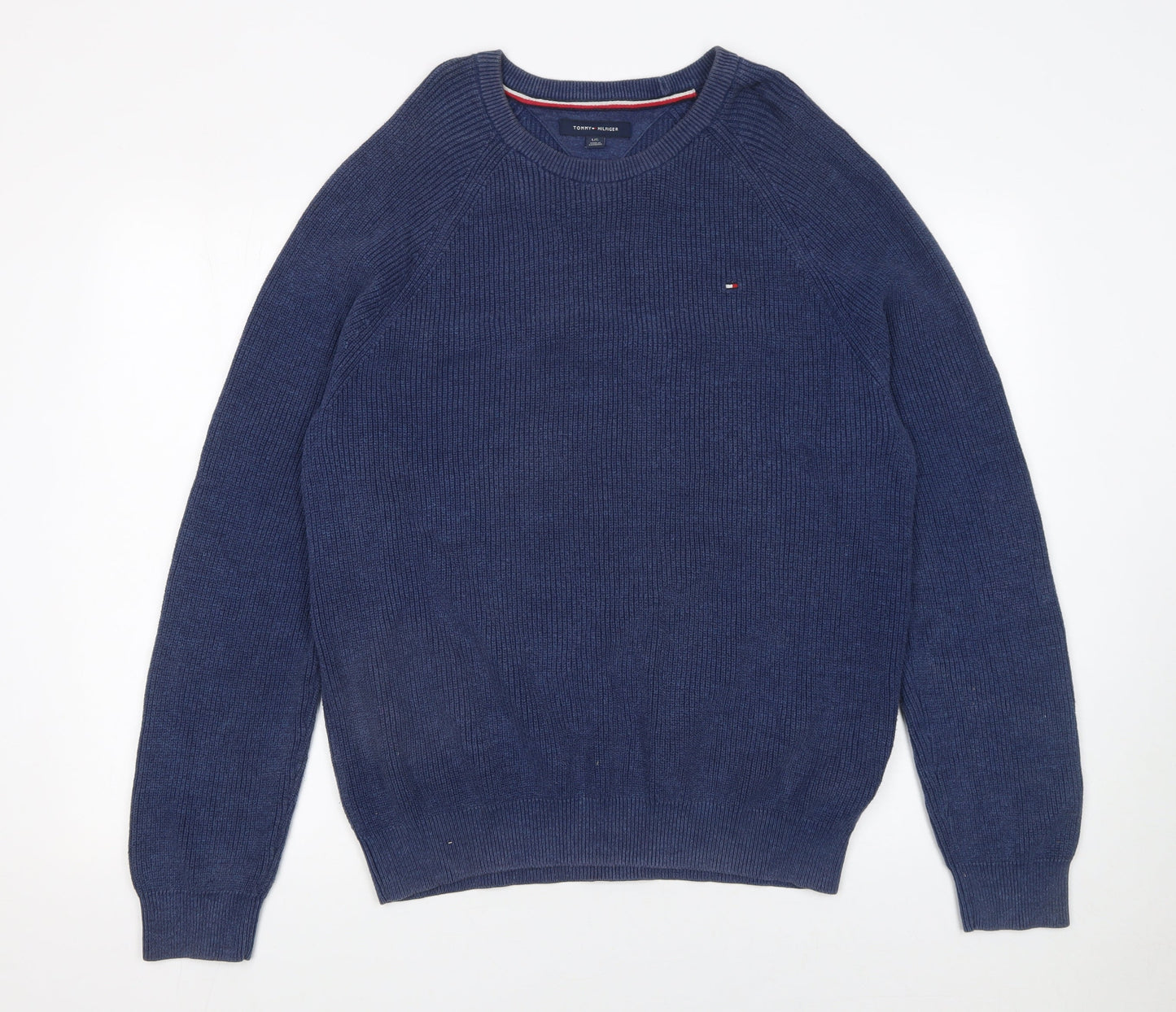 Mens UK Size L Tommy Hilfiger Blue Pullover Jumper