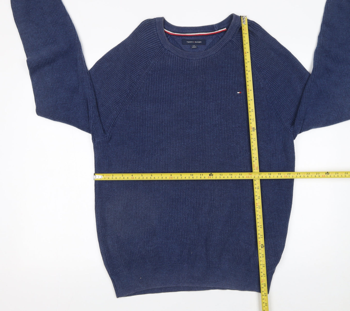 Mens UK Size L Tommy Hilfiger Blue Pullover Jumper