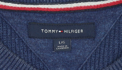 Mens UK Size L Tommy Hilfiger Blue Pullover Jumper