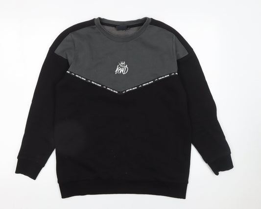 Kings Will Dream Boys Black & Grey Pullover Sweatshirt 14-15 Years Regular Fit