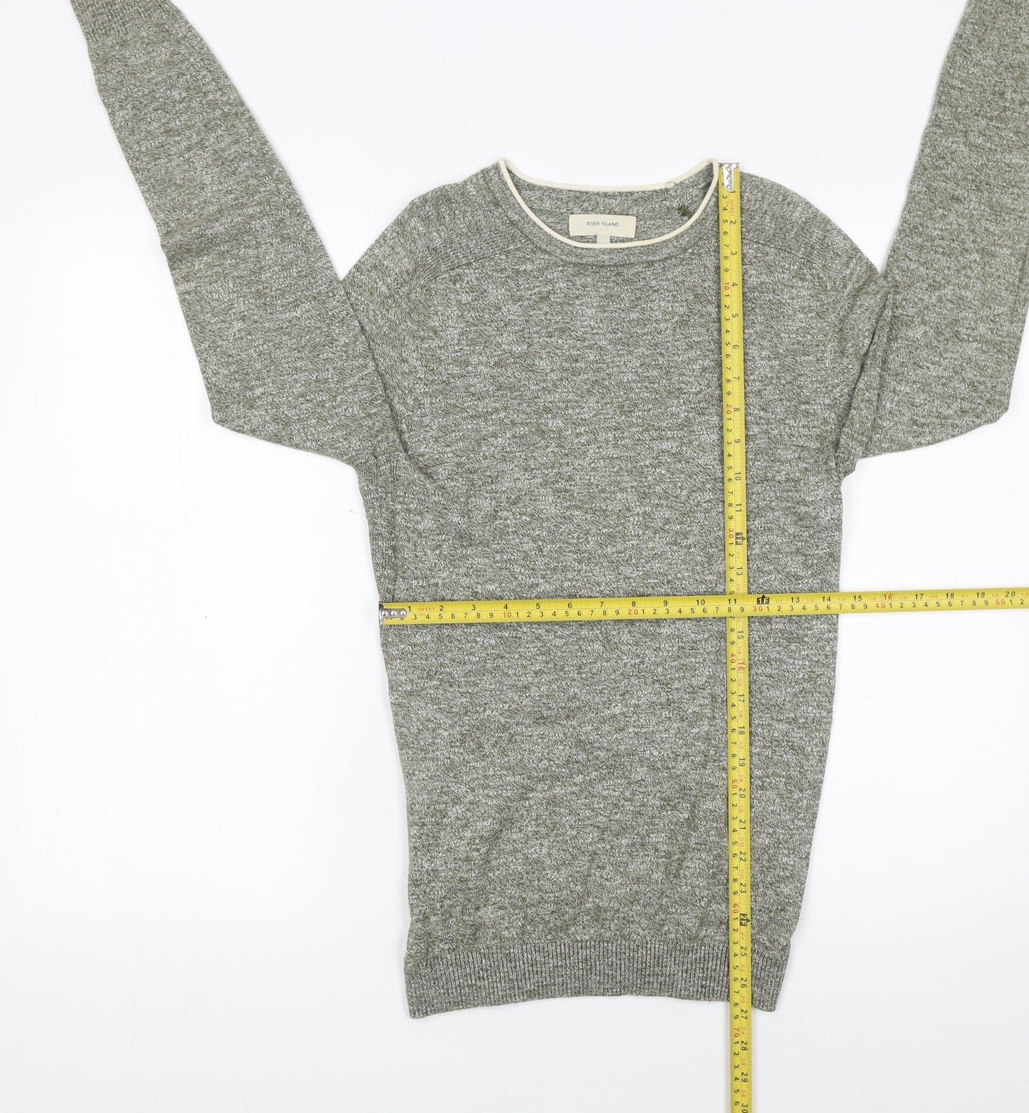Mens UK Size XS River Island Grey Pullover Jumper