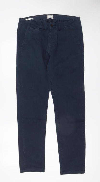 Mens UK Size M JACK & JONES Slim Fit Chino Blue Trousers
