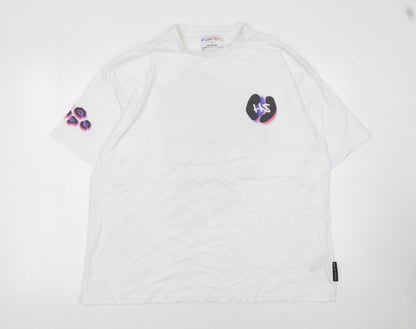 Womens UK Size L Helen Steele x Dunnes Stores White Basic T-Shirt