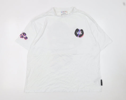 Womens UK Size L Helen Steele x Dunnes Stores White Basic T-Shirt