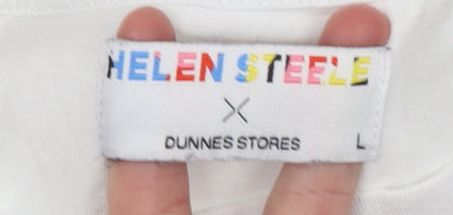 Womens UK Size L Helen Steele x Dunnes Stores White Basic T-Shirt