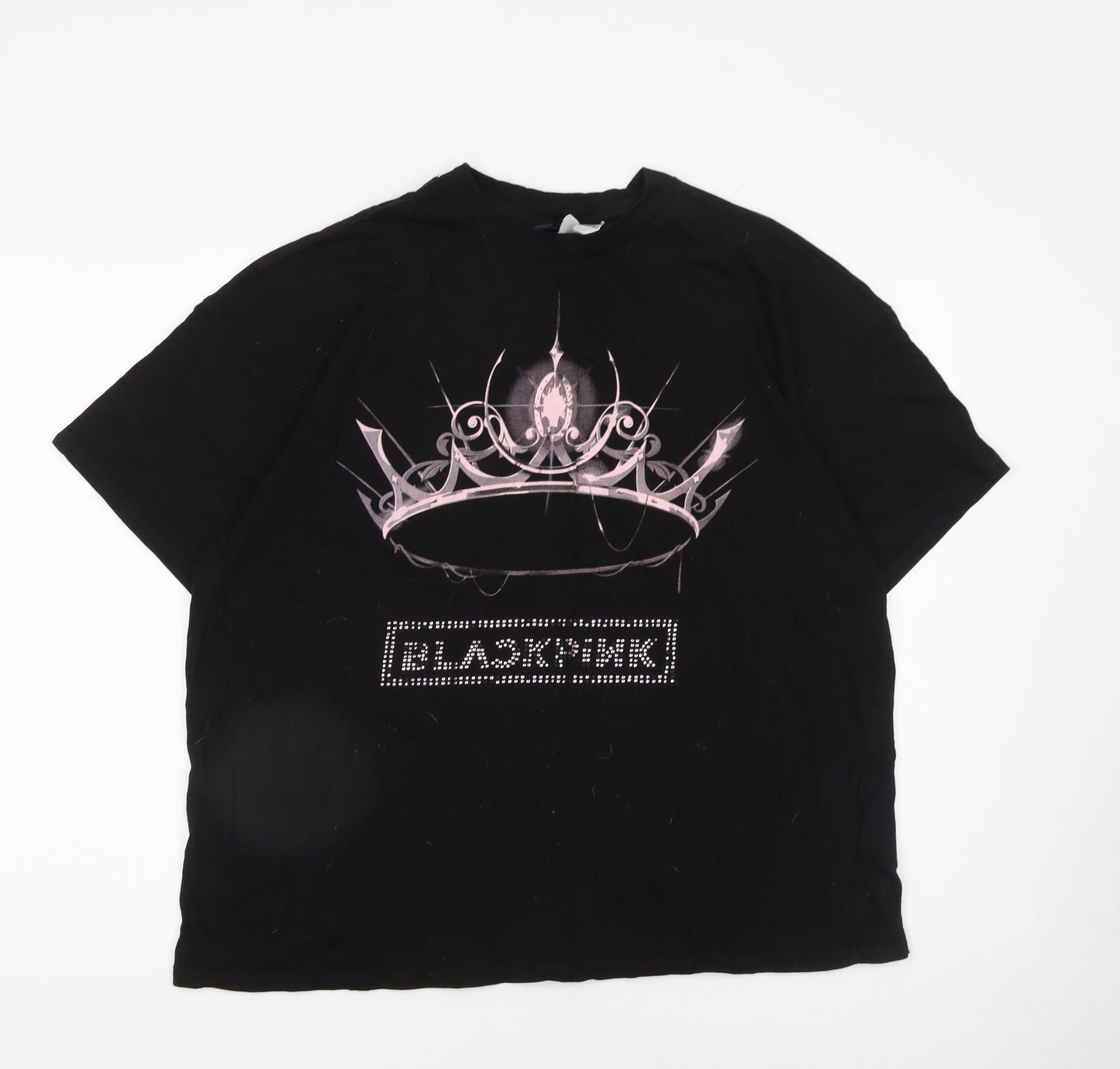 Womens UK Size M BLACKPINK Black Basic T-Shirt
