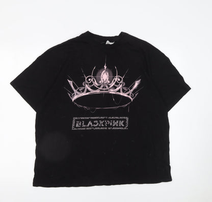 Womens UK Size M BLACKPINK Black Basic T-Shirt