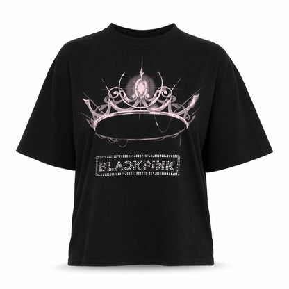 Womens UK Size M BLACKPINK Black Basic T-Shirt
