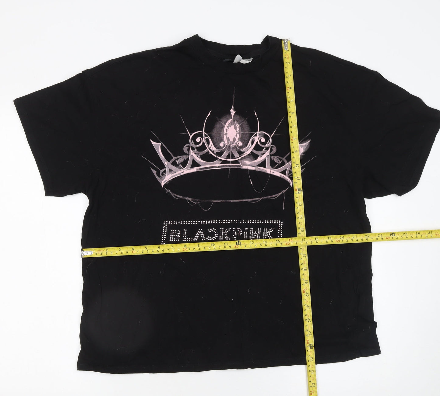 Womens UK Size M BLACKPINK Black Basic T-Shirt