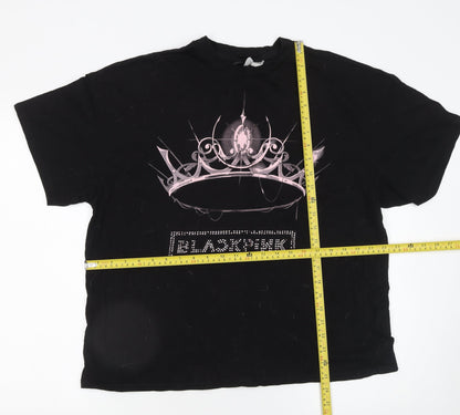Womens UK Size M BLACKPINK Black Basic T-Shirt
