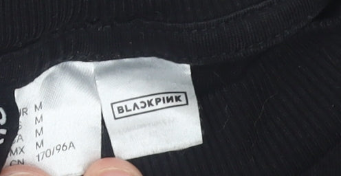 Womens UK Size M BLACKPINK Black Basic T-Shirt