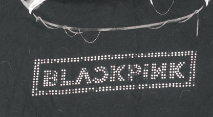 Womens UK Size M BLACKPINK Black Basic T-Shirt