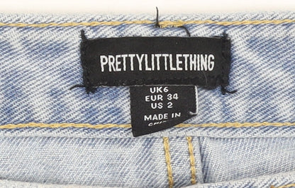 Womens UK Size 6 PRETTYLITTLETHING Regular Fit Straight Blue Jeans