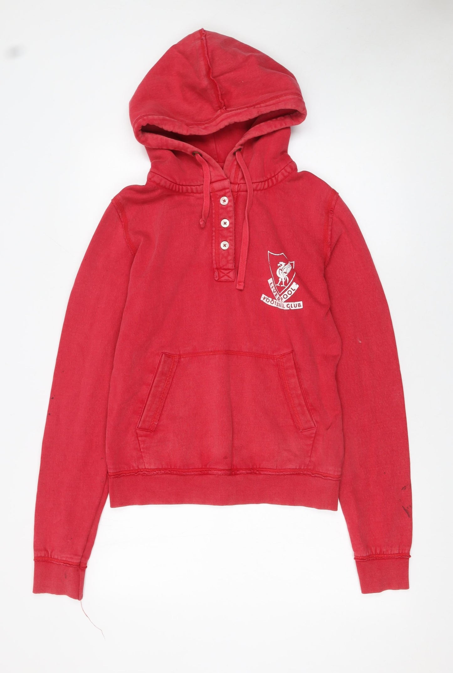 Womens UK Size 12 Liverpool Football Club Red Henley Hoodie