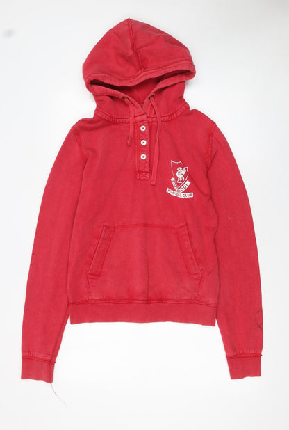 Womens UK Size 12 Liverpool Football Club Red Henley Hoodie