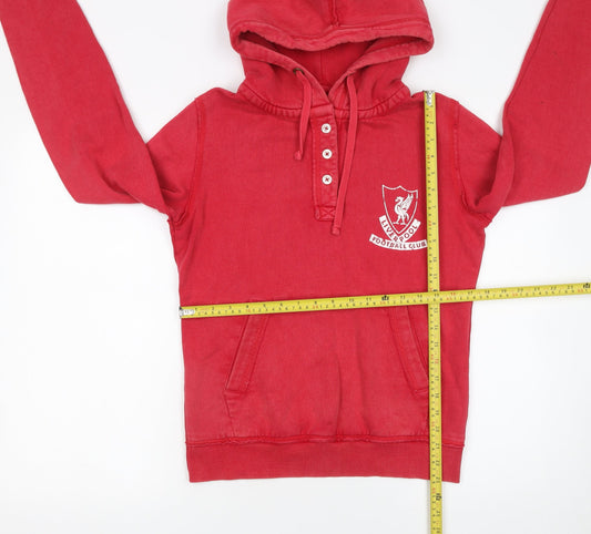 Womens UK Size 12 Liverpool Football Club Red Henley Hoodie