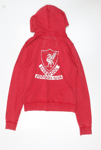 Womens UK Size 12 Liverpool Football Club Red Henley Hoodie