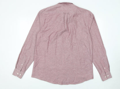 Ottomoda Men's Pink Long Sleeve Button-Up Shirt XL Classic Fit