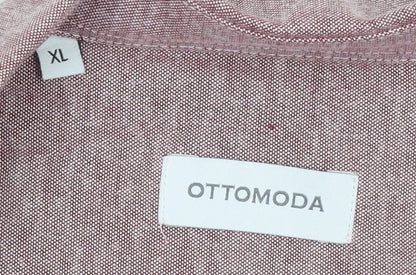 Ottomoda Men's Pink Long Sleeve Button-Up Shirt XL Classic Fit