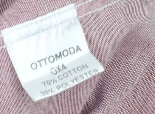 Ottomoda Men's Pink Long Sleeve Button-Up Shirt XL Classic Fit