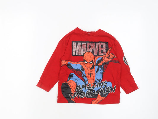 Boys UK Size 2-3 Years Marvel Red Basic T-Shirt