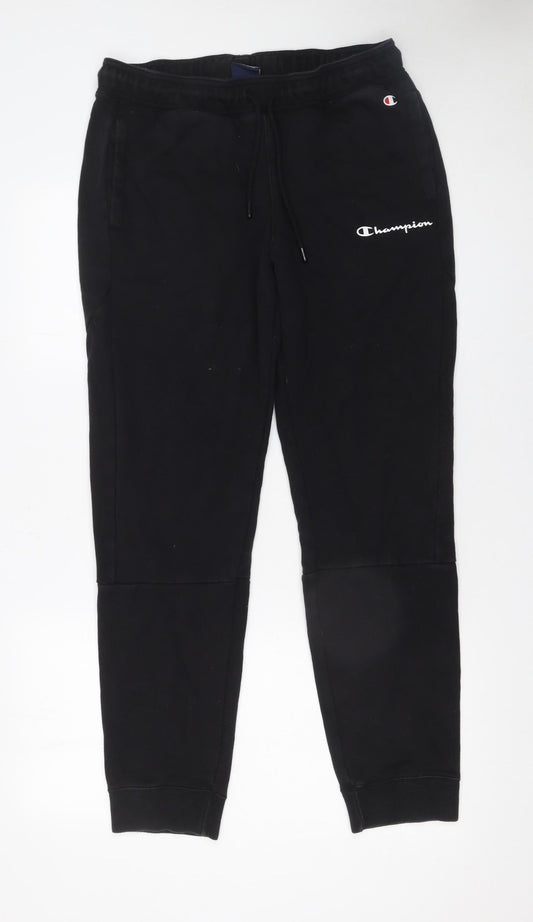 Mens UK Size M Champion Regular Fit Jogger Black Trousers