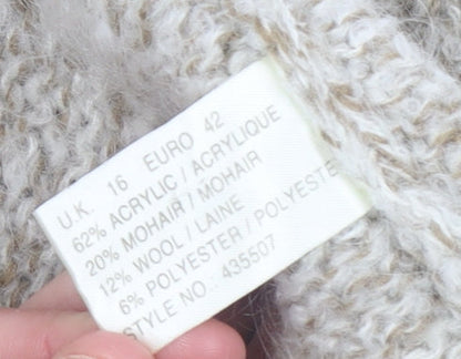 Womens UK Size 16 Ann Harvey Beige Cardigan Jumper