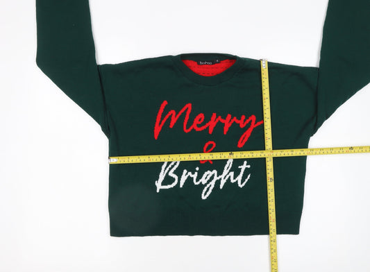 Womens UK Size S Boohoo Green Pullover Jumper