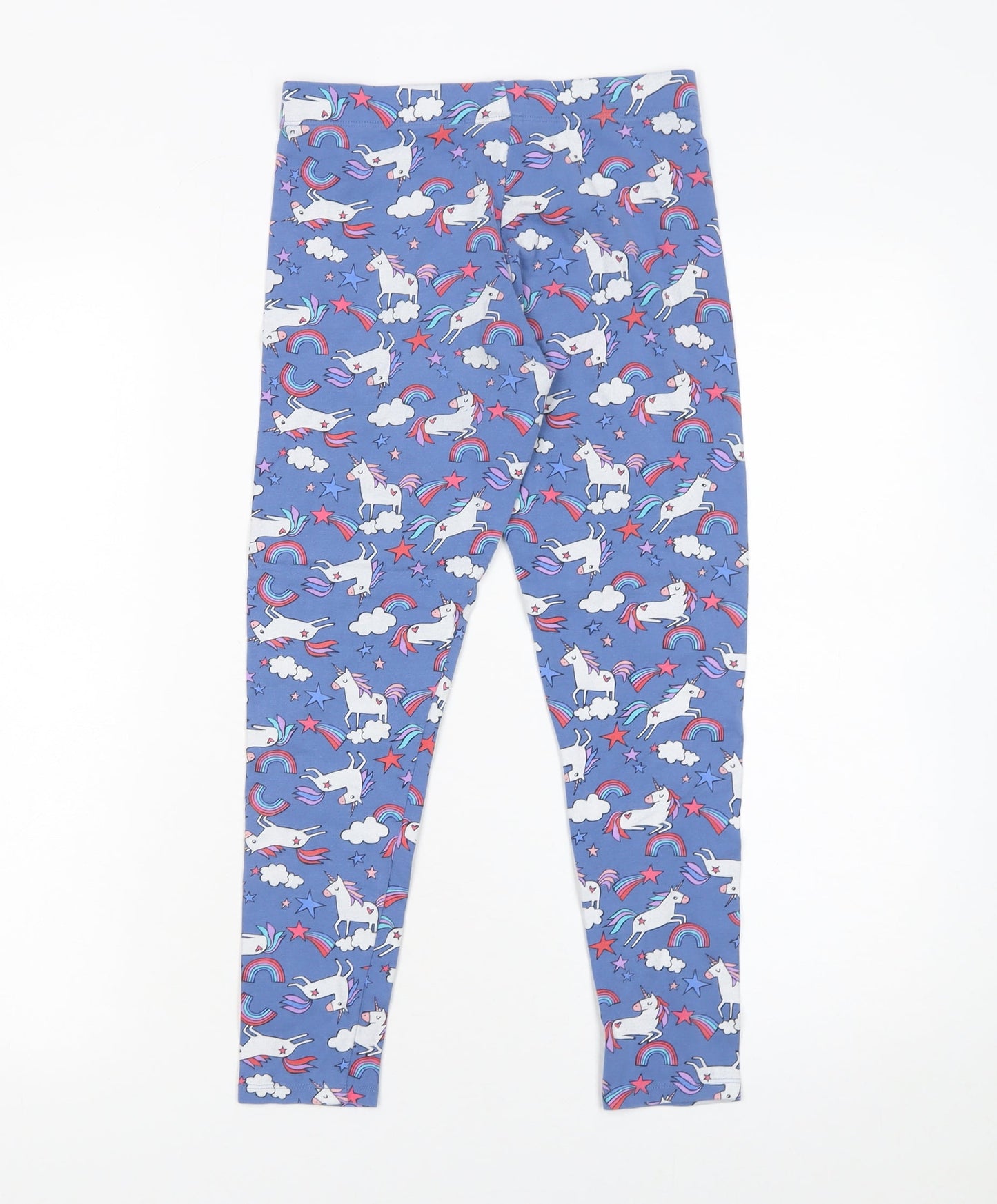 Next Girls Blue Unicorn Rainbow Leggings 11 Years Ankle Length Stretch Cotton