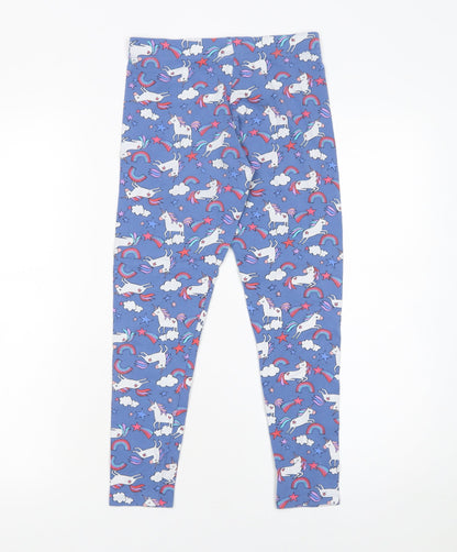 Next Girls Blue Unicorn Rainbow Leggings 11 Years Ankle Length Stretch Cotton