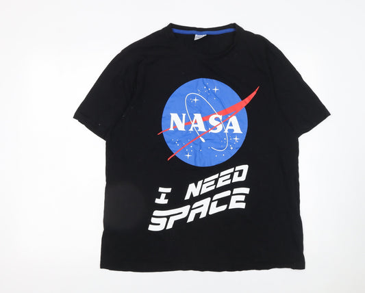 Mens UK Size L International Space Archives Black  T-Shirt