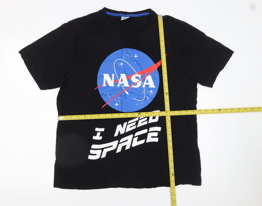 Mens UK Size L International Space Archives Black  T-Shirt