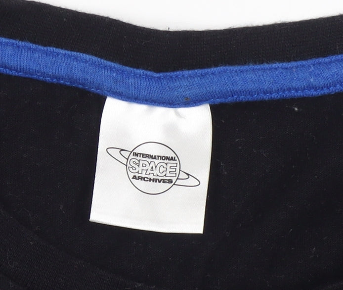 Mens UK Size L International Space Archives Black  T-Shirt