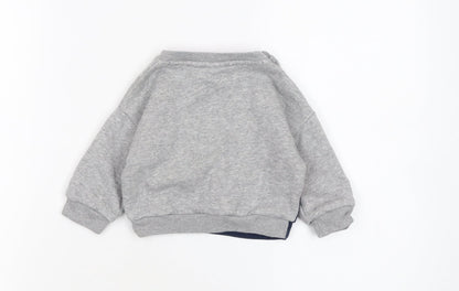 adidas Unisex Baby Grey Colourblock Logo Pullover Sweatshirt 0-3 Months