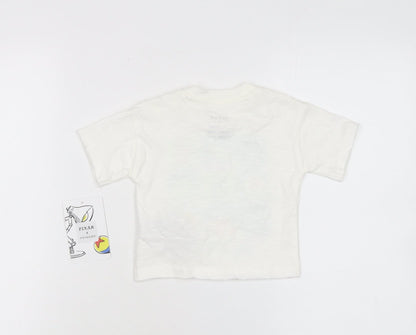 Primark Disney Pixar White Baby T-Shirt 0-3 Months Unisex Cartoon Print